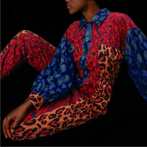 NWT Farm Rio Mixed Leopard Pop Jumpsuit - Picture 4 of 10